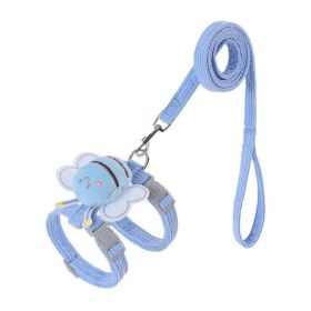 Small Cat Harness Wing Shaped Decorative Walking Vest Traction Rope Set (Option: Blue-S)