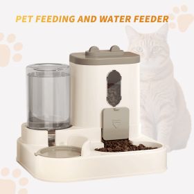 Fully Automatic 2in1 Cat Food Dispenser - Integrated Water And Food Feeding System - Cute Water Dispenser (Color: Grey)